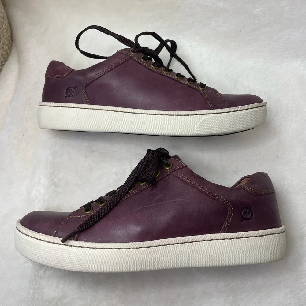 Born Lace Up Casual Comfort Shoes‎ 6M Burgundy Leather Athletic Sneakers B235